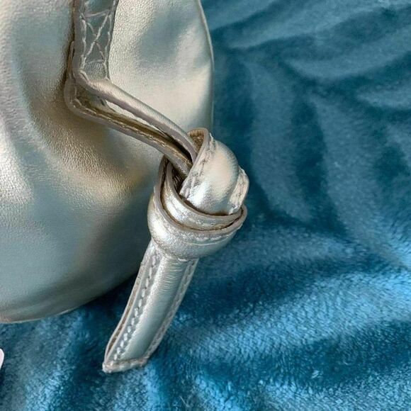 Sergio Rossi Italy Shoulder Bag Gold Baguette Handbag Charm Leather Purple Linin - Picture 4 of 7